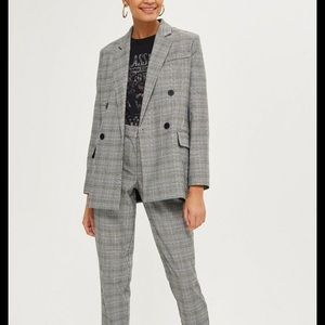 Topshop double breasted checked blazer size 2